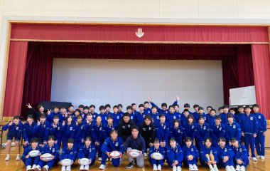 普及No.193【REVSキャラバン】磐田市立向陽中学校にてラグビー体験＆講座を実施いたしました