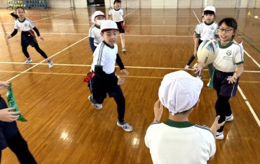 普及No.230【REVSキャラバン】浜松市立瑞穂小学校にてタグラグビー教室を実施いたしました