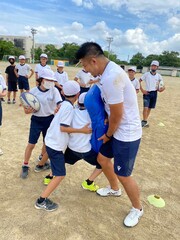 普及No.48【REVSキャラバン】浜松市立豊岡小学校にて夢語り＆ラグビー体験を実施いたしました